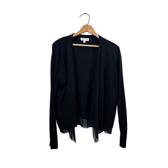 Nordstrom Collection Silk/Cashmere Black Open Layered Cardigan - Size XL - Picture 1 of 7